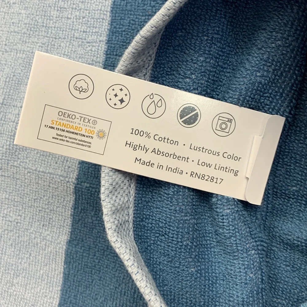 Lacoste Bath Towel Shades of Blue Alligator logo 30x52 inch New NWT
